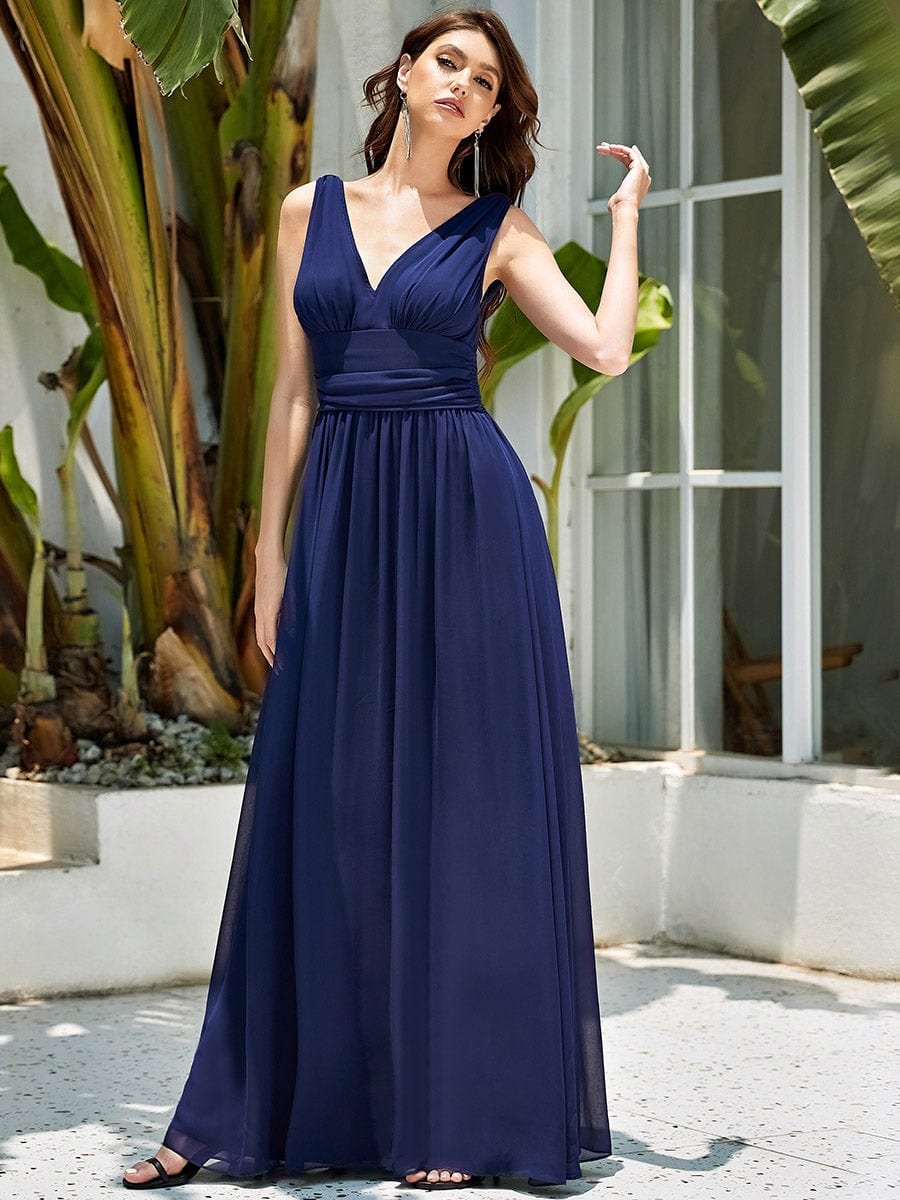 Navy Chiffon Bridesmaid Dresses #style_EP09016NB