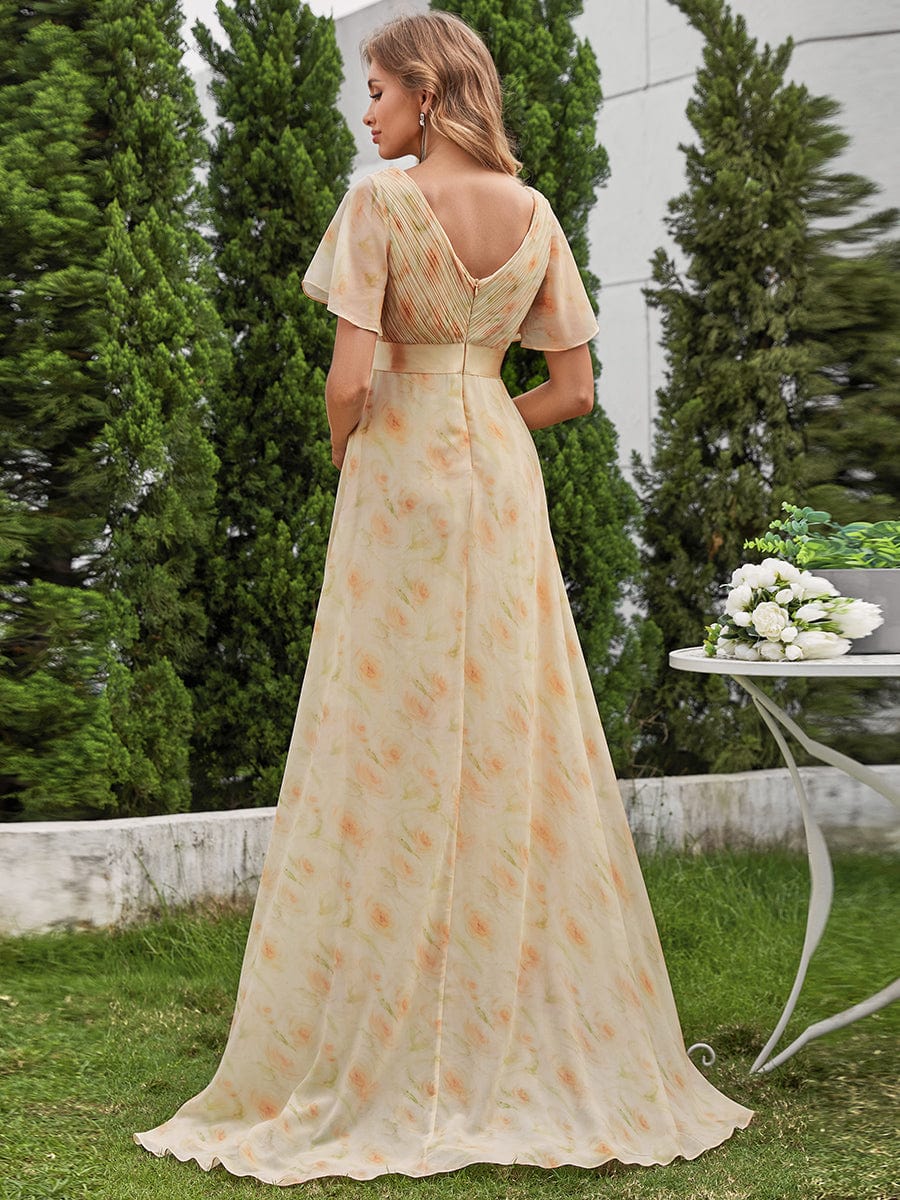 Long High Waist Chiffon Floral Bridesmaid Dress Ever Pretty UK