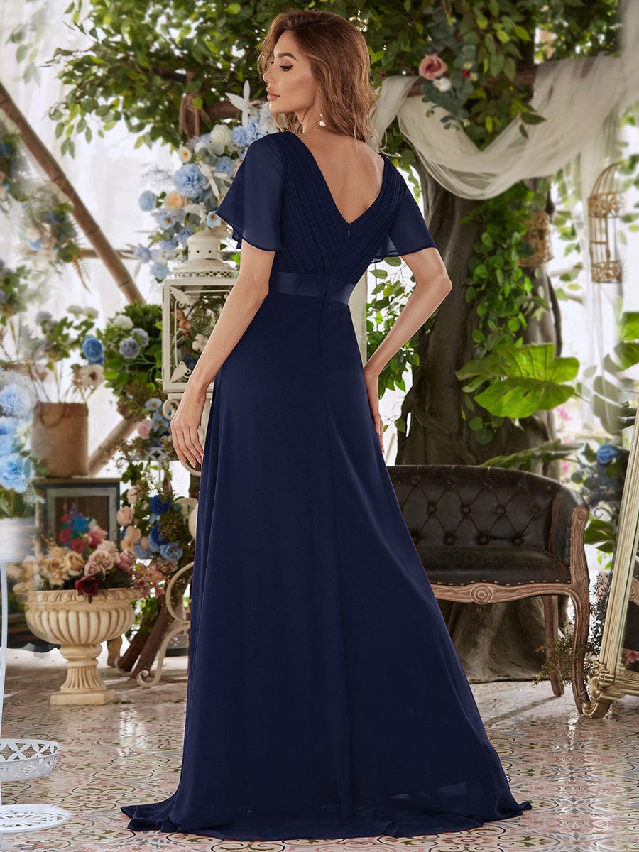 Navy Chiffon Bridesmaid Dresses #style_EP09890NB