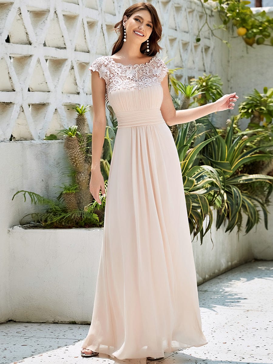 Flattering Cap Sleeve Chiffon Bridesmaid Dress #color_Blush