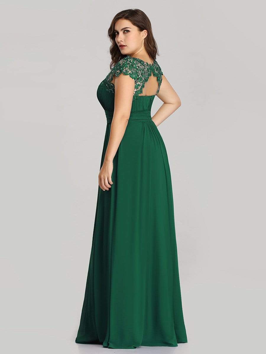 Custom Size Elegant Flattering Maxi Plus Size Evening Dress #color_Dark Green