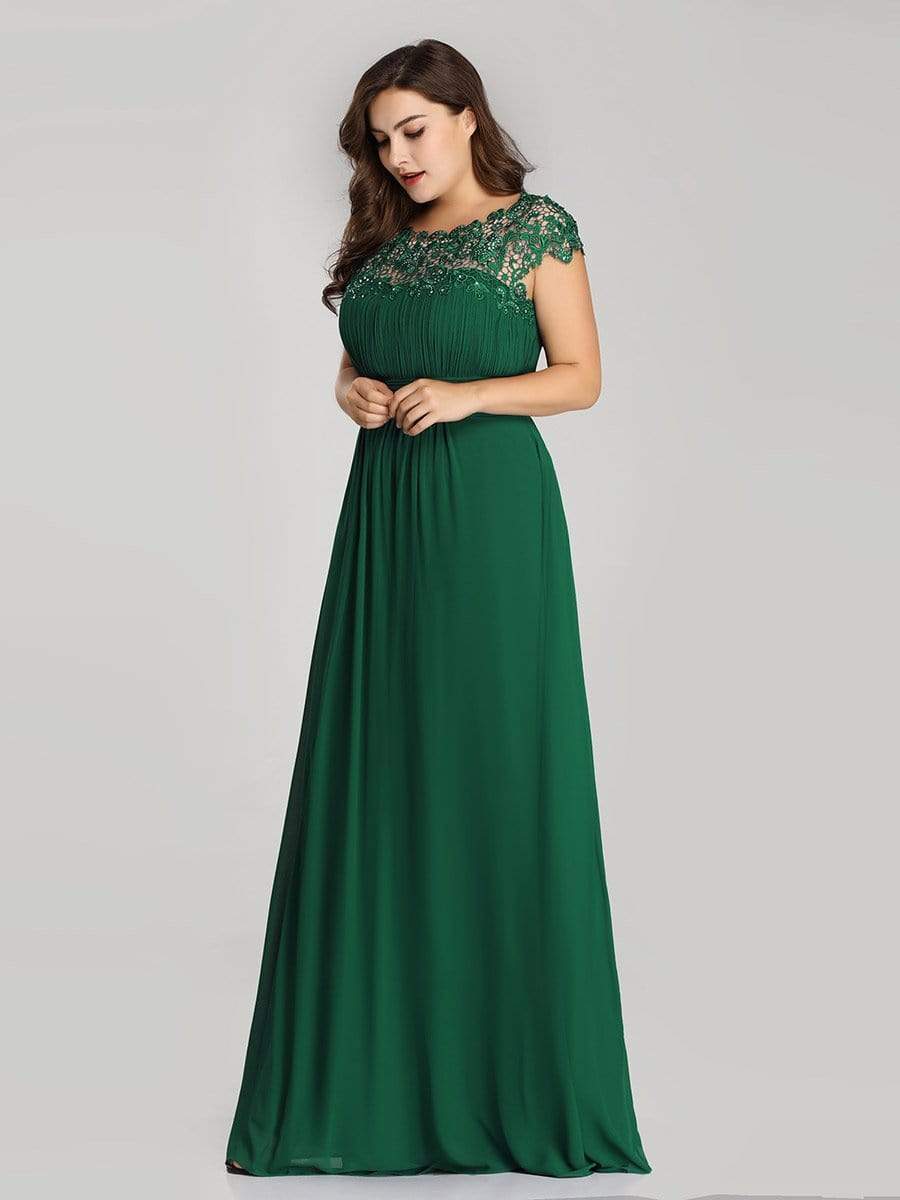 Custom Size Elegant Flattering Maxi Plus Size Evening Dress #color_Dark Green