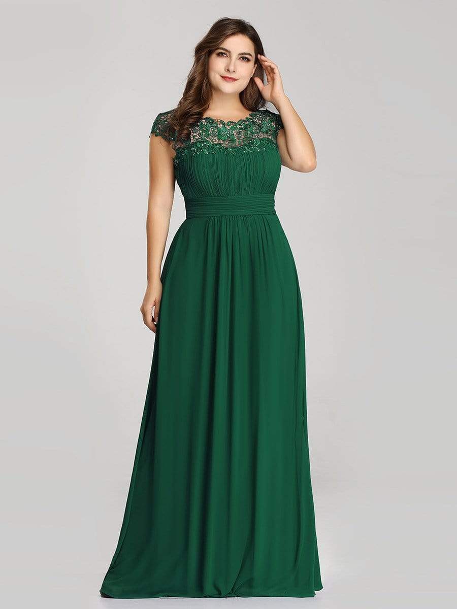 Custom Size Elegant Flattering Maxi Plus Size Evening Dress #color_Dark Green