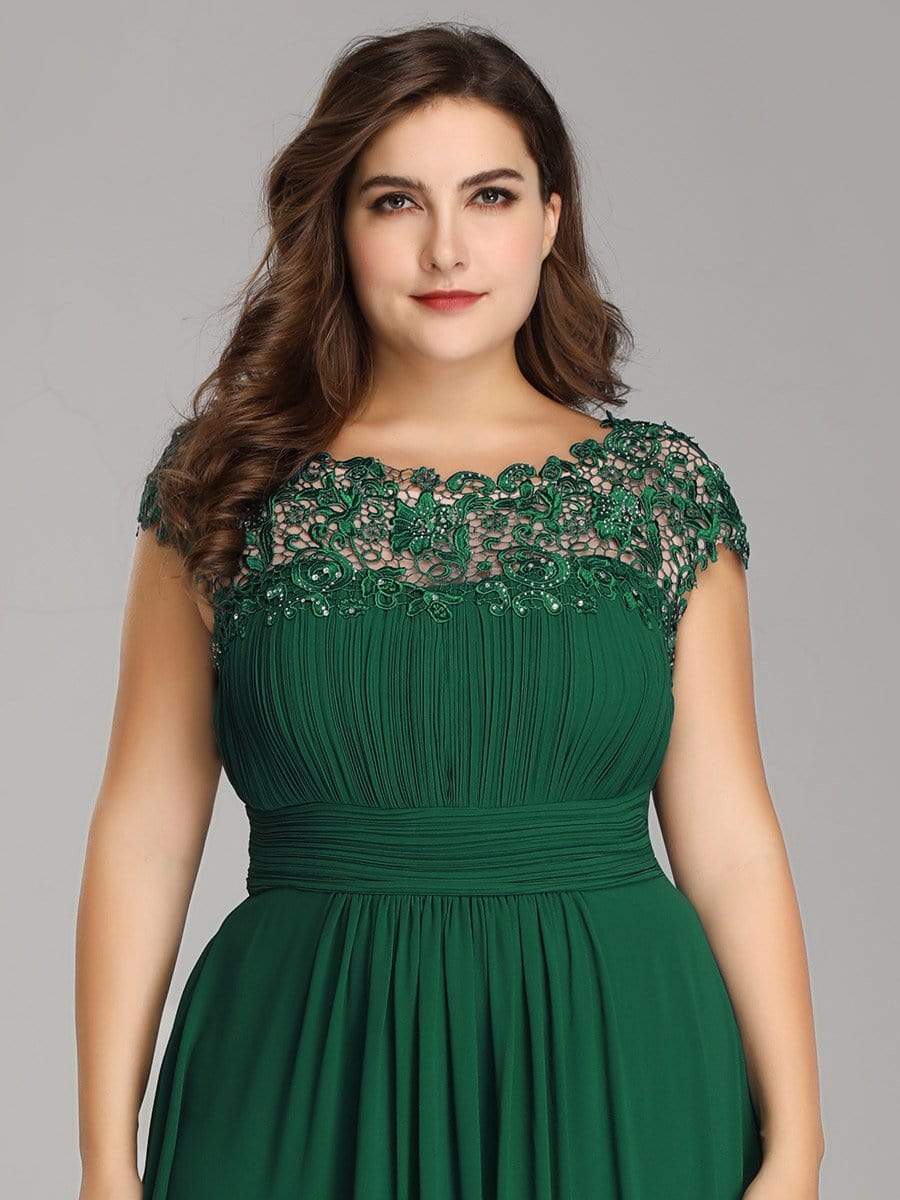 Custom Size Elegant Flattering Maxi Plus Size Evening Dress #color_Dark Green