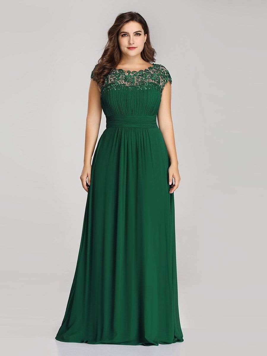 Custom Size Elegant Flattering Maxi Plus Size Evening Dress #color_Dark Green