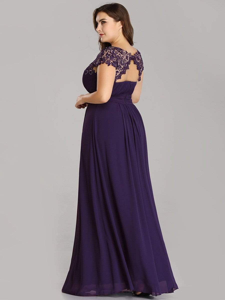 Custom Size Elegant Flattering Maxi Plus Size Evening Dress #color_Dark Purple