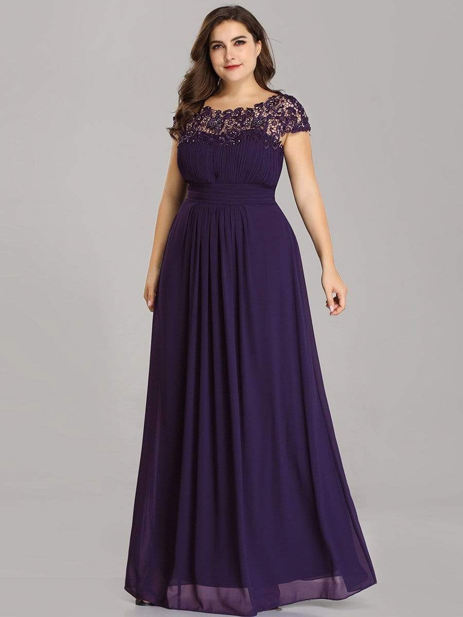 Custom Size Elegant Flattering Maxi Plus Size Evening Dress #color_Dark Purple