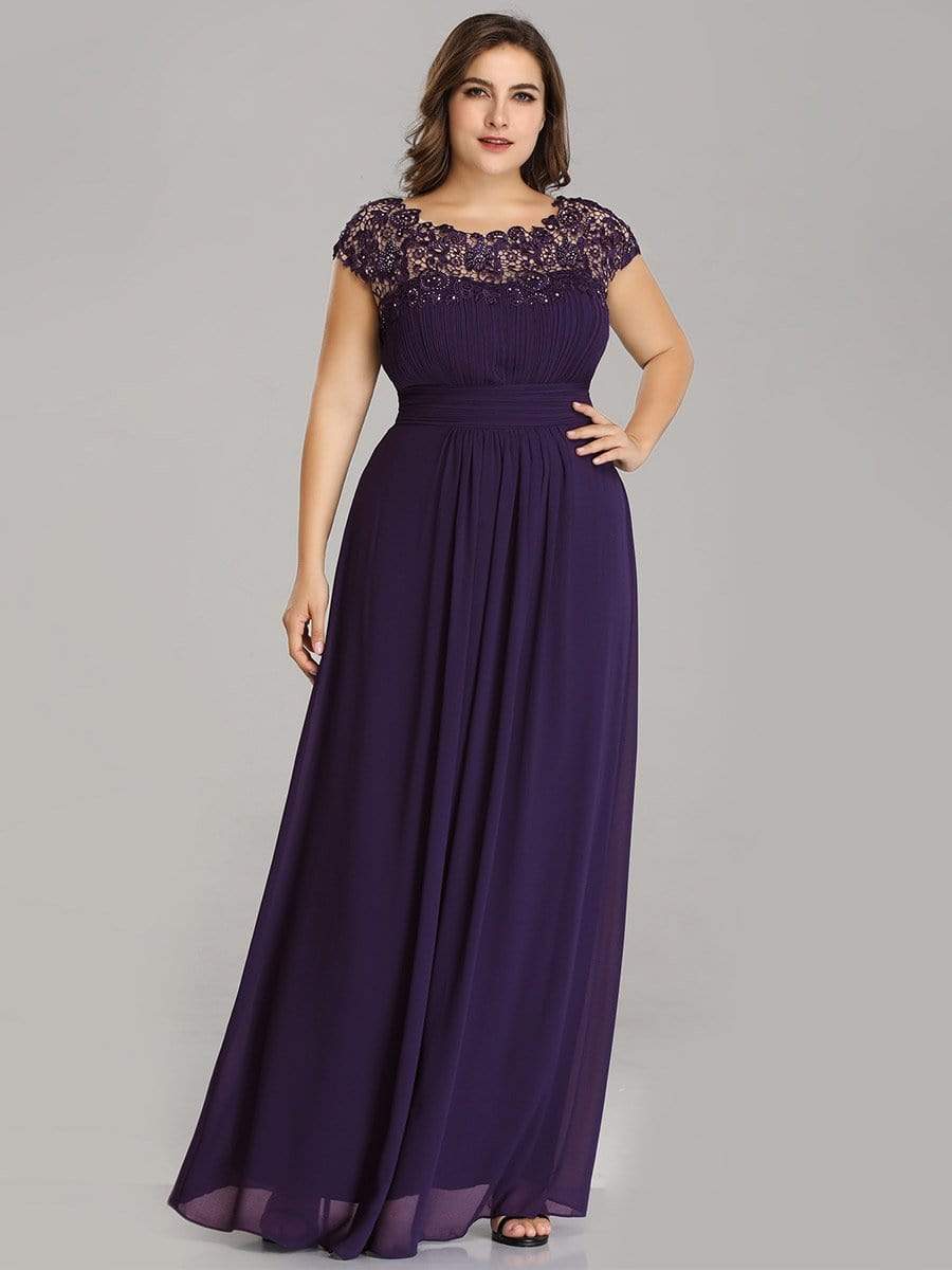 Custom Size Elegant Flattering Maxi Plus Size Evening Dress #color_Dark Purple