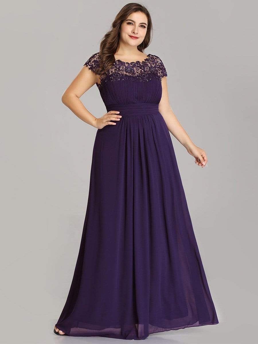 Custom Size Elegant Flattering Maxi Plus Size Evening Dress #color_Dark Purple