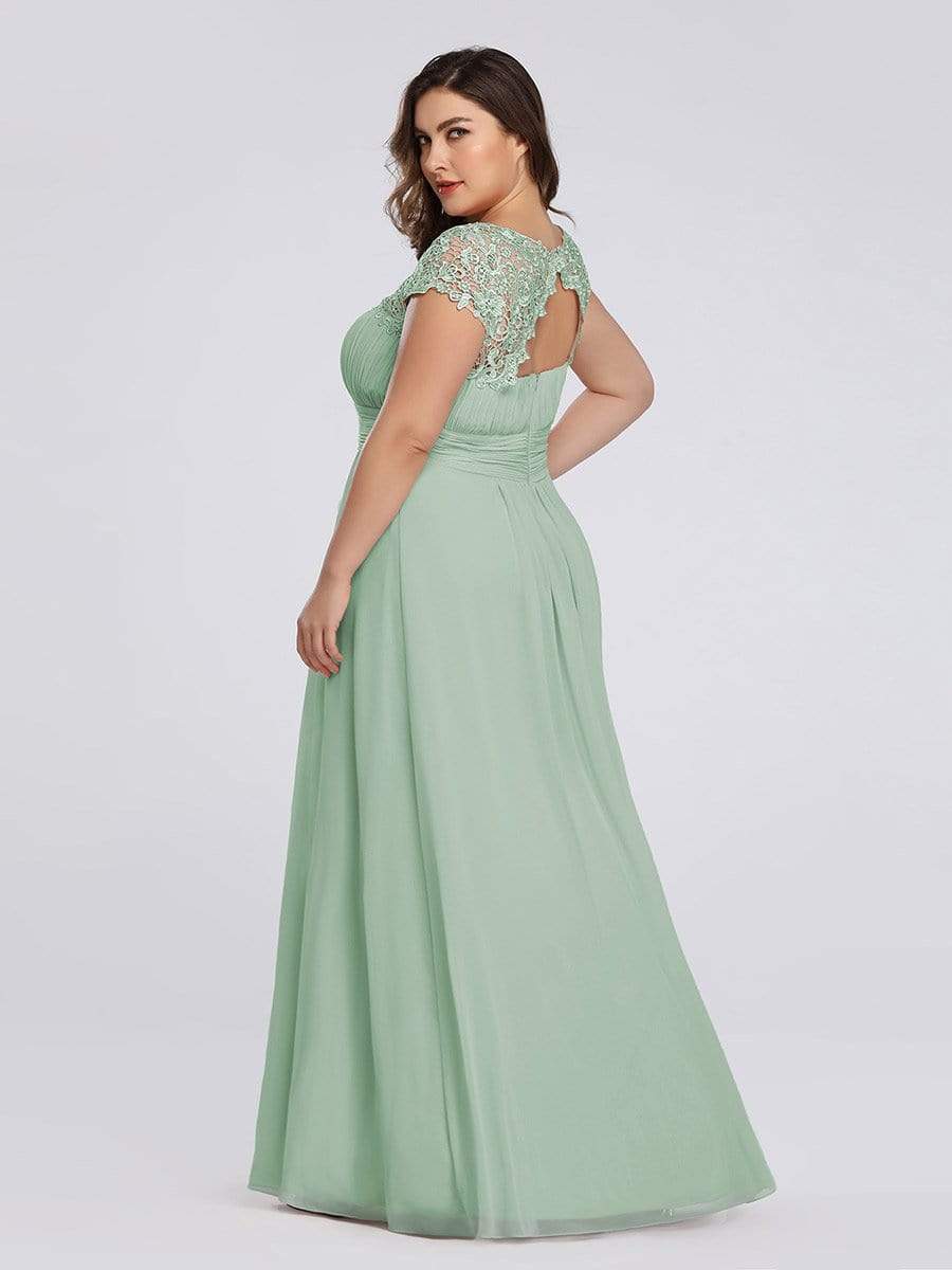 Custom Size Elegant Flattering Maxi Plus Size Evening Dress #color_Mint Green