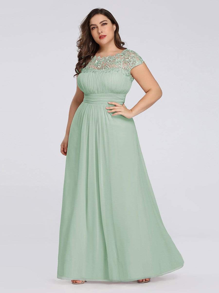 Custom Size Elegant Flattering Maxi Plus Size Evening Dress #color_Mint Green