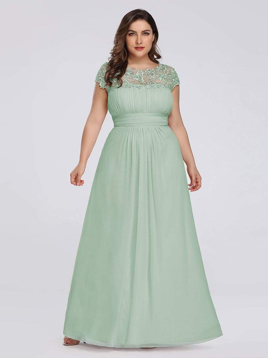 Custom Size Elegant Flattering Maxi Plus Size Evening Dress #color_Mint Green