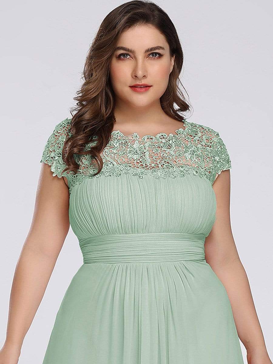 Custom Size Elegant Flattering Maxi Plus Size Evening Dress #color_Mint Green