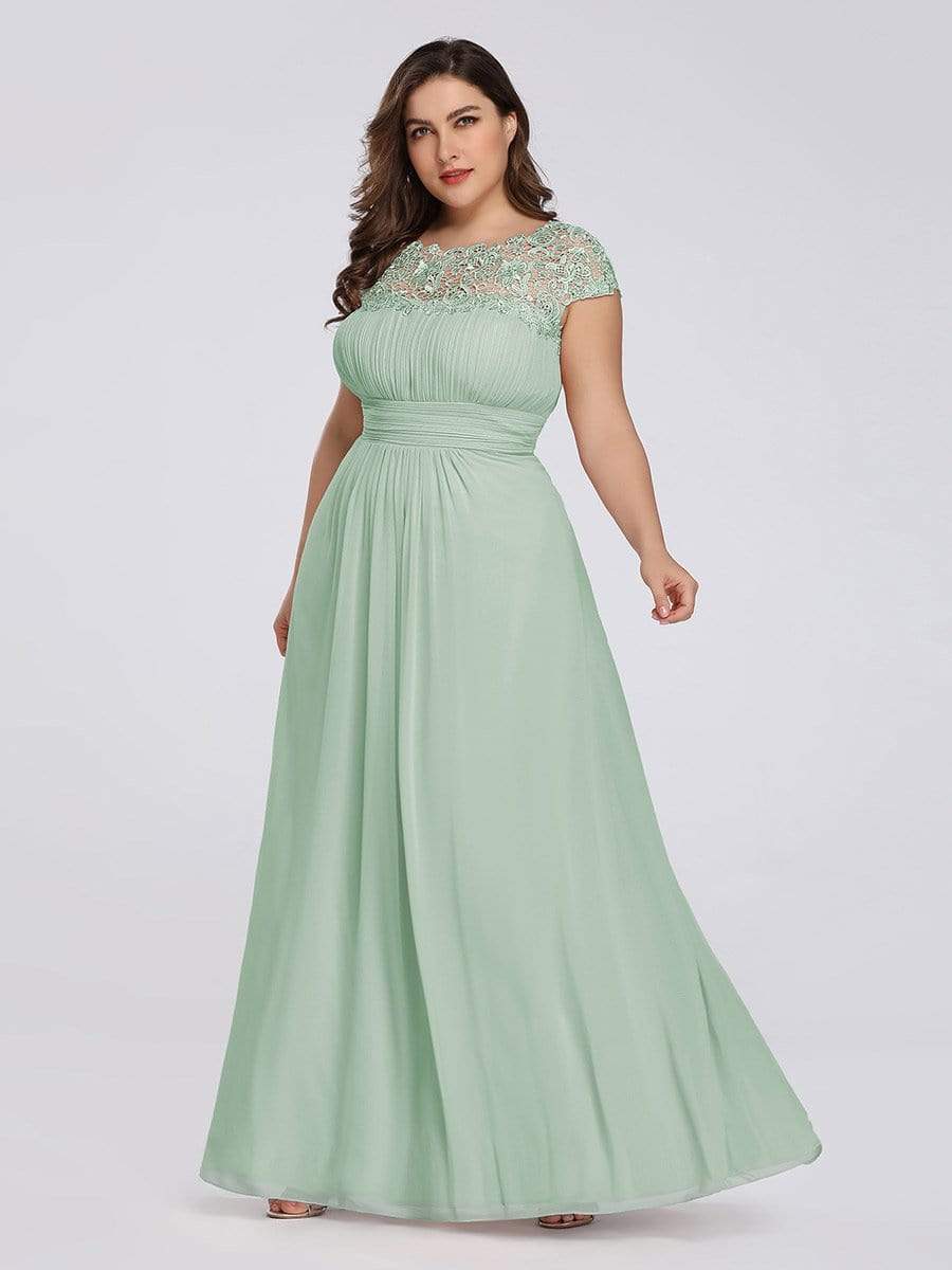 Custom Size Elegant Flattering Maxi Plus Size Evening Dress #color_Mint Green