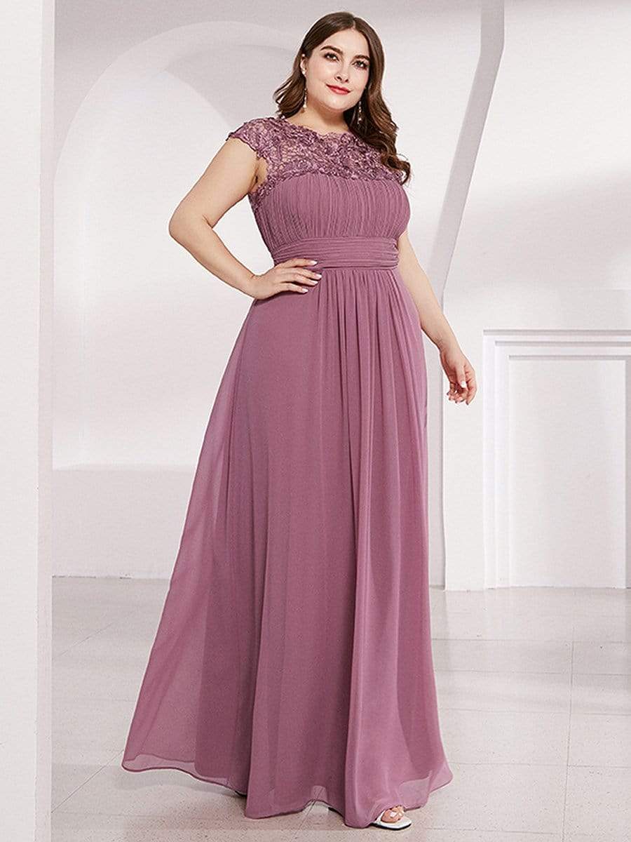 Custom Size Elegant Flattering Maxi Plus Size Evening Dress #color_Purple Orchid