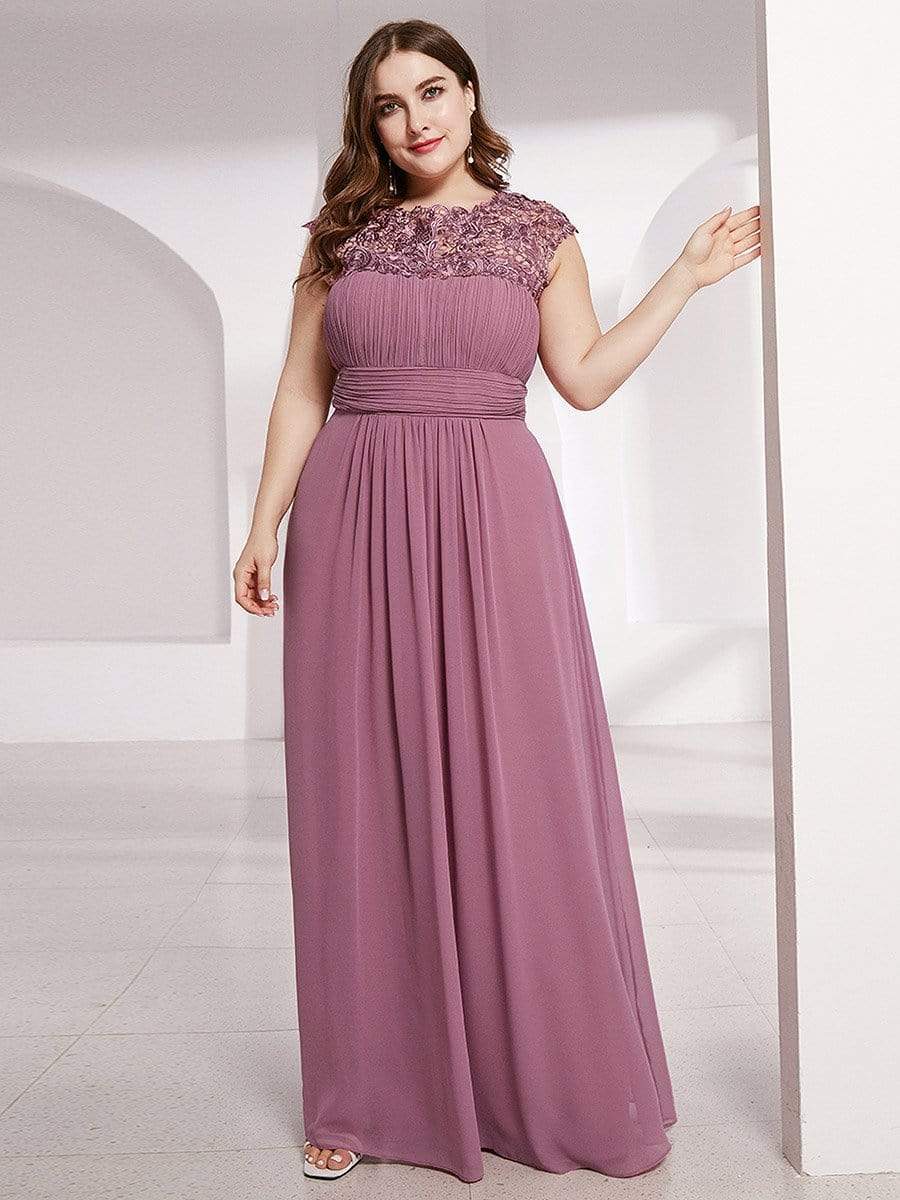 Custom Size Elegant Flattering Maxi Plus Size Evening Dress #color_Purple Orchid