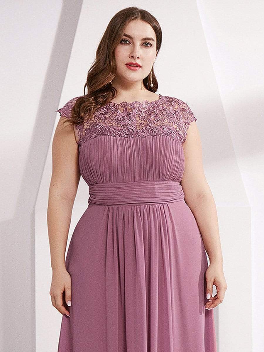 Custom Size Elegant Flattering Maxi Plus Size Evening Dress #color_Purple Orchid