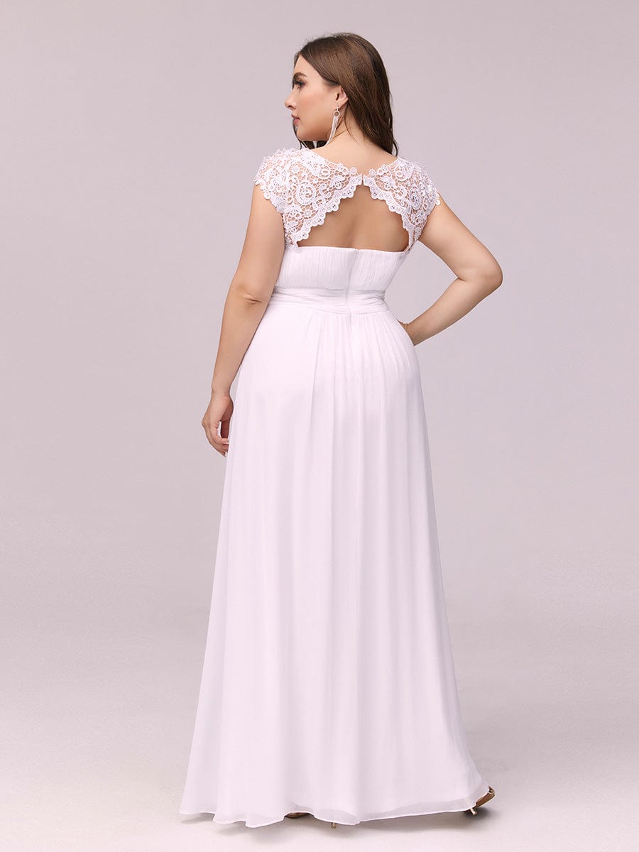 Flattering Cap Sleeve Chiffon Bridesmaid Dress #color_White