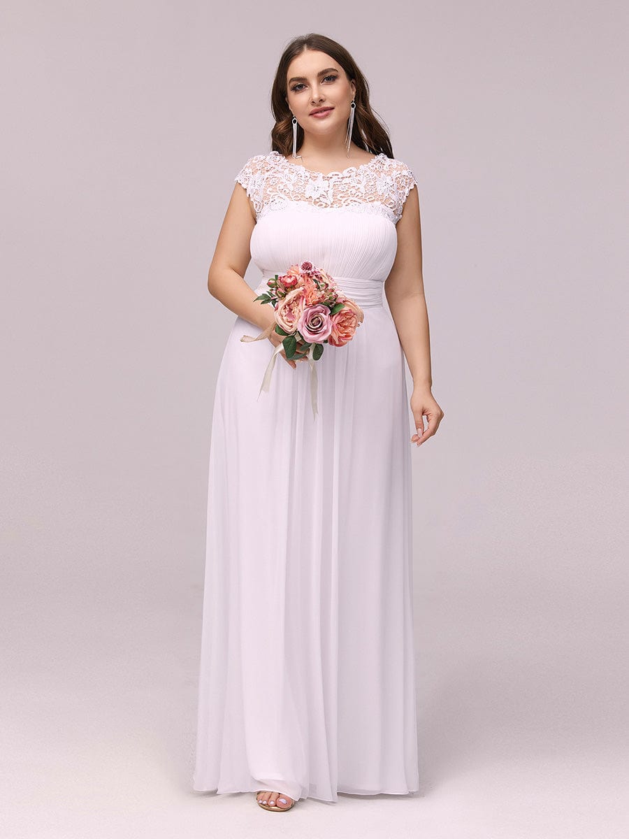 Flattering Cap Sleeve Chiffon Bridesmaid Dress #color_White