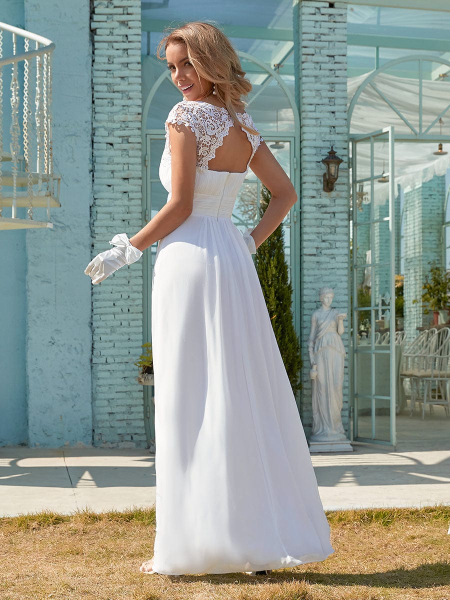 Flattering Cap Sleeve Chiffon Bridesmaid Dress #color_White