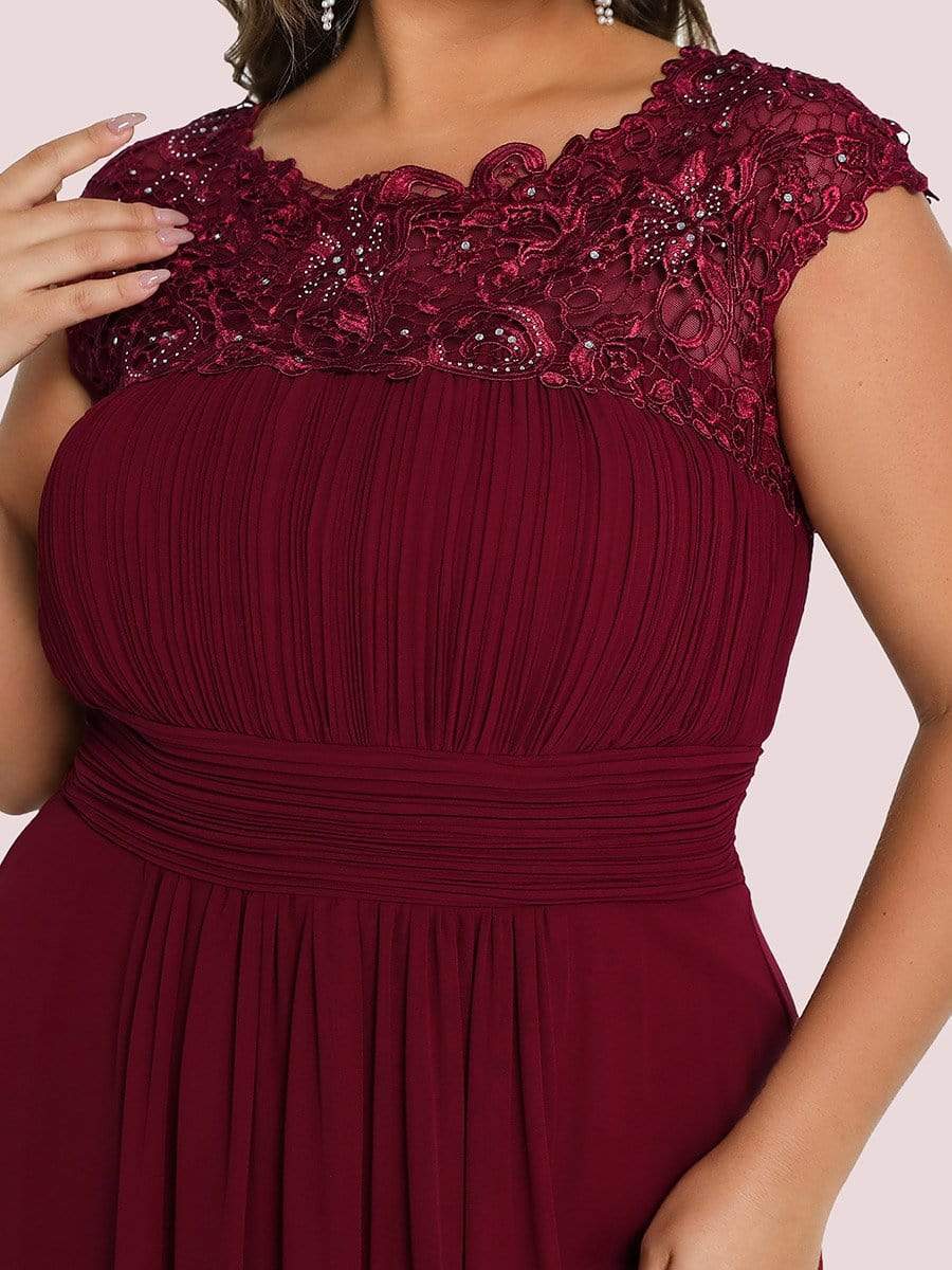 Custom Size Elegant Flattering Maxi Plus Size Evening Dress #color_Burgundy