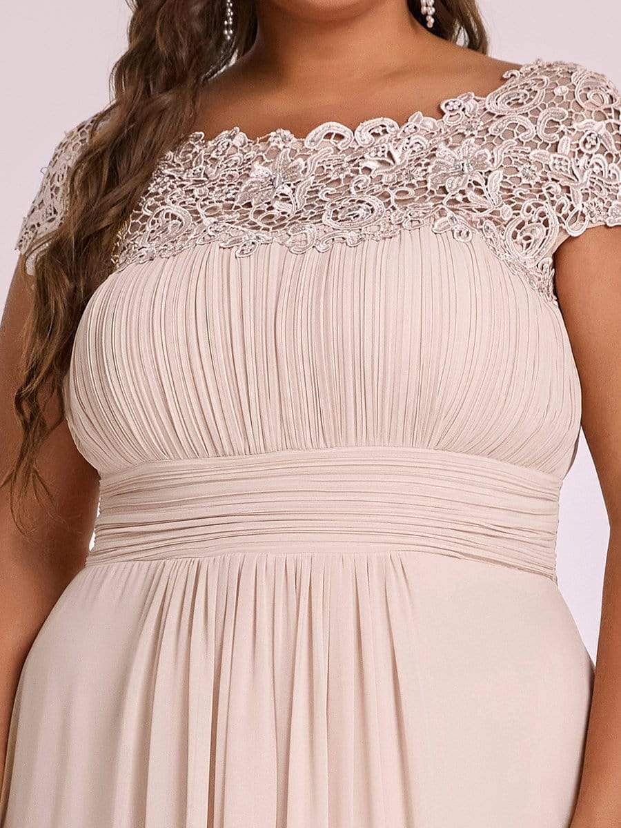 Custom Size Elegant Flattering Maxi Plus Size Evening Dress #color_Blush