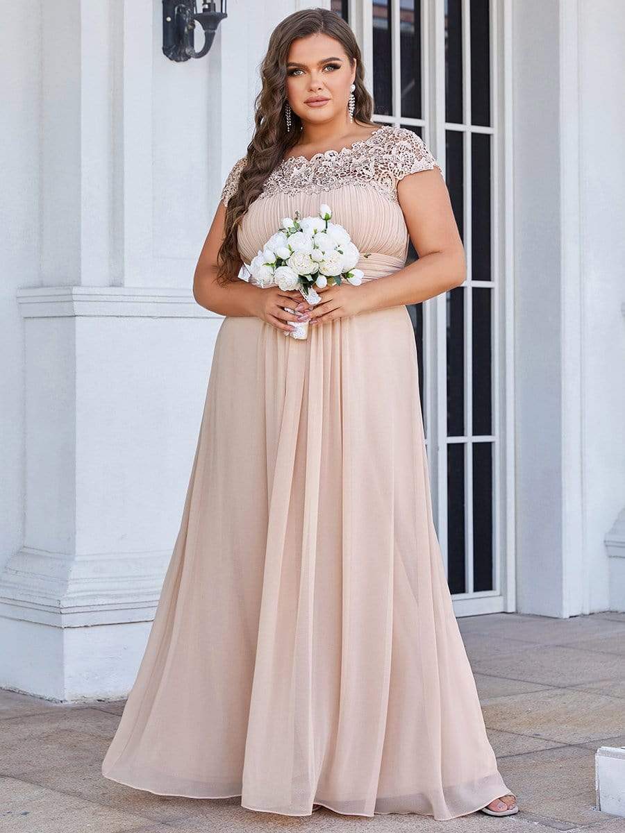 Custom Size Elegant Flattering Maxi Plus Size Evening Dress #color_Blush