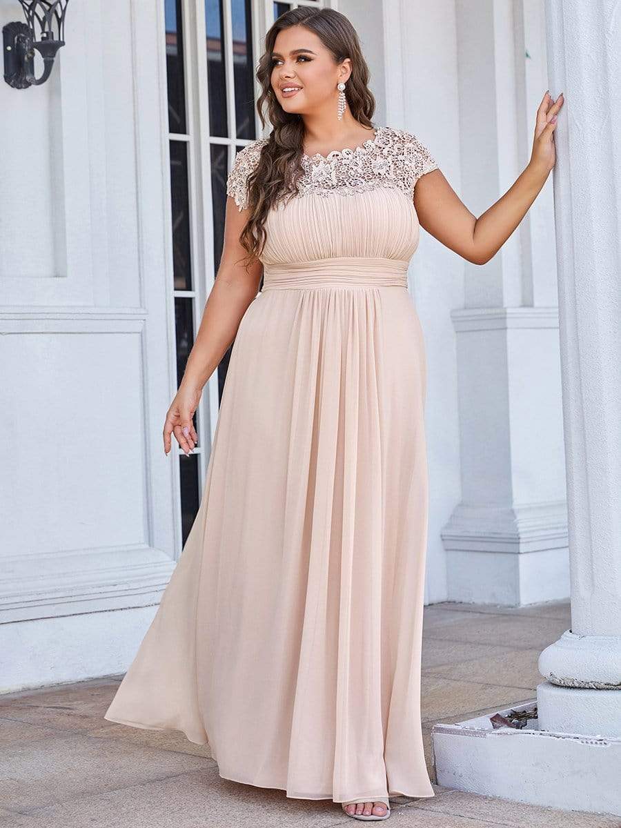 Custom Size Elegant Flattering Maxi Plus Size Evening Dress #color_Blush