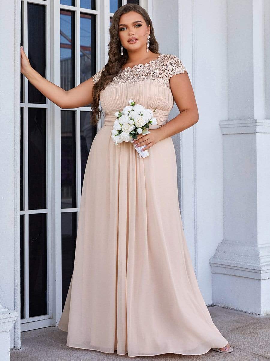 Custom Size Elegant Flattering Maxi Plus Size Evening Dress #color_Blush