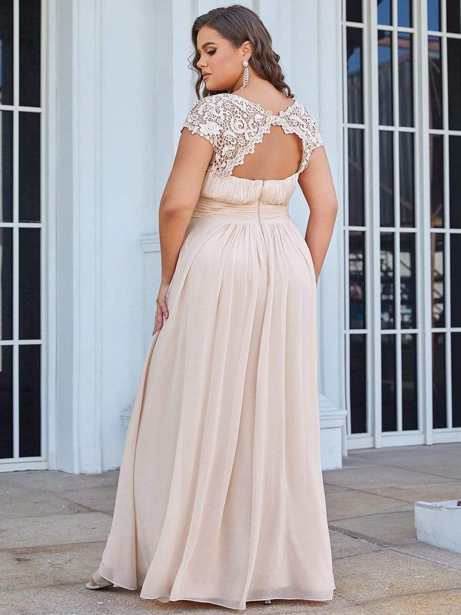 Custom Size Elegant Flattering Maxi Plus Size Evening Dress #color_Blush