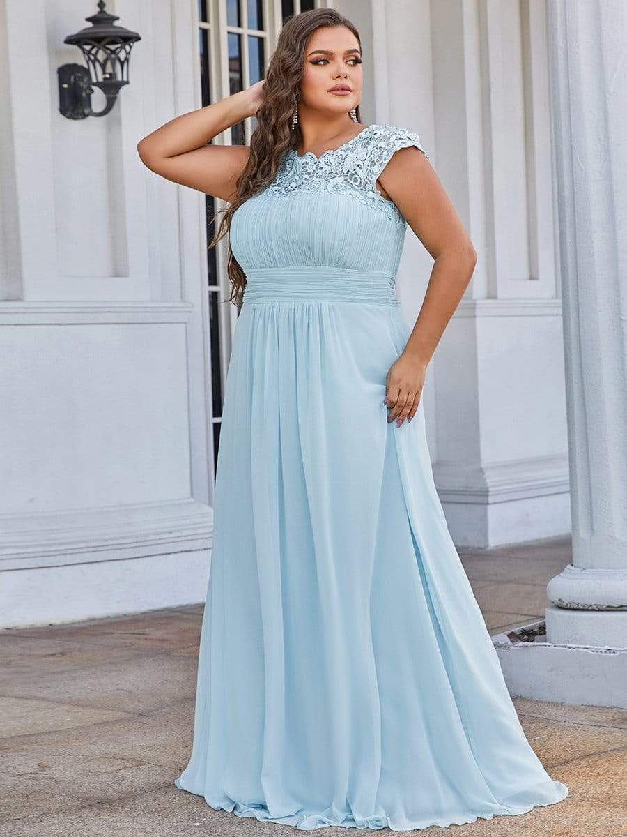 Custom Size Elegant Flattering Maxi Plus Size Evening Dress #color_Sky Blue