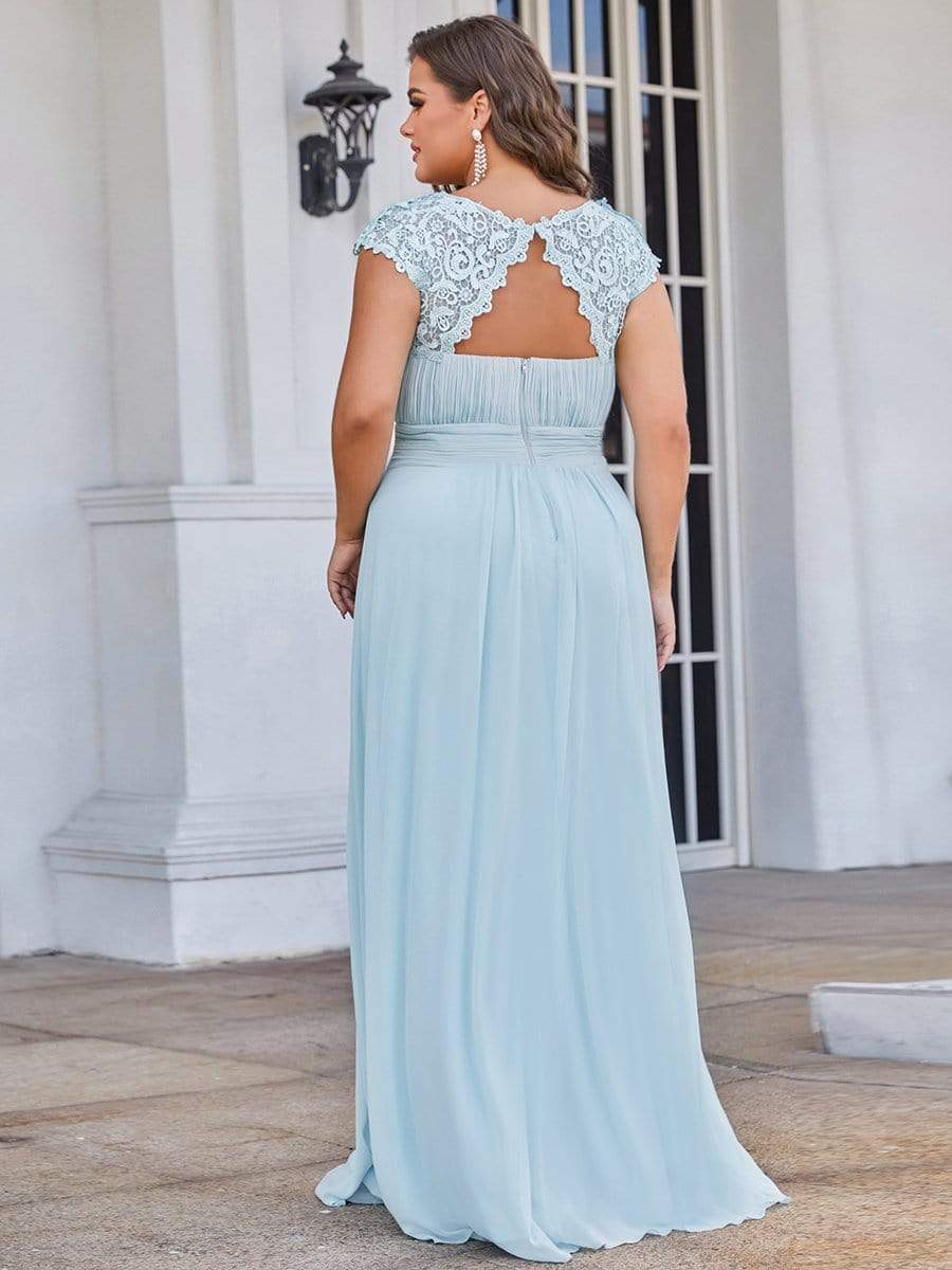 Custom Size Elegant Flattering Maxi Plus Size Evening Dress #color_Sky Blue