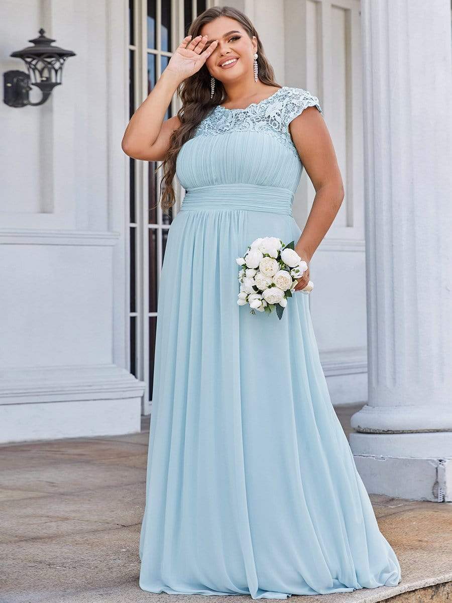 Custom Size Elegant Flattering Maxi Plus Size Evening Dress #color_Sky Blue