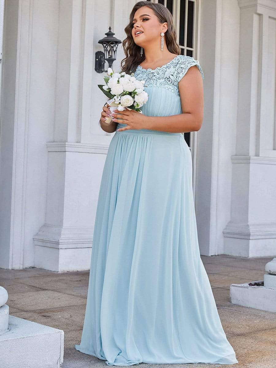 Custom Size Elegant Flattering Maxi Plus Size Evening Dress #color_Sky Blue