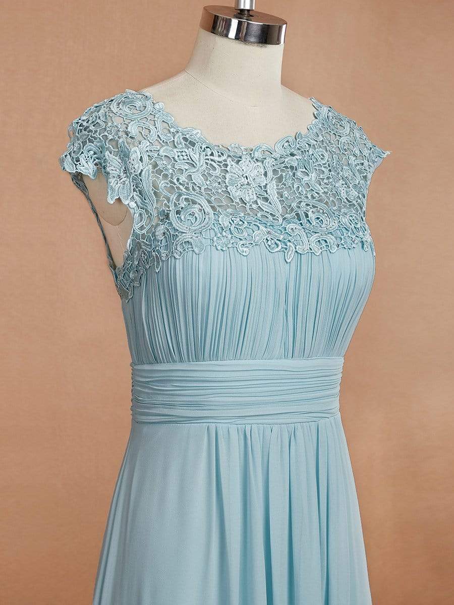 Custom Size Flattering Cap Sleeve Chiffon Bridesmaid Dress #color_Sky Blue