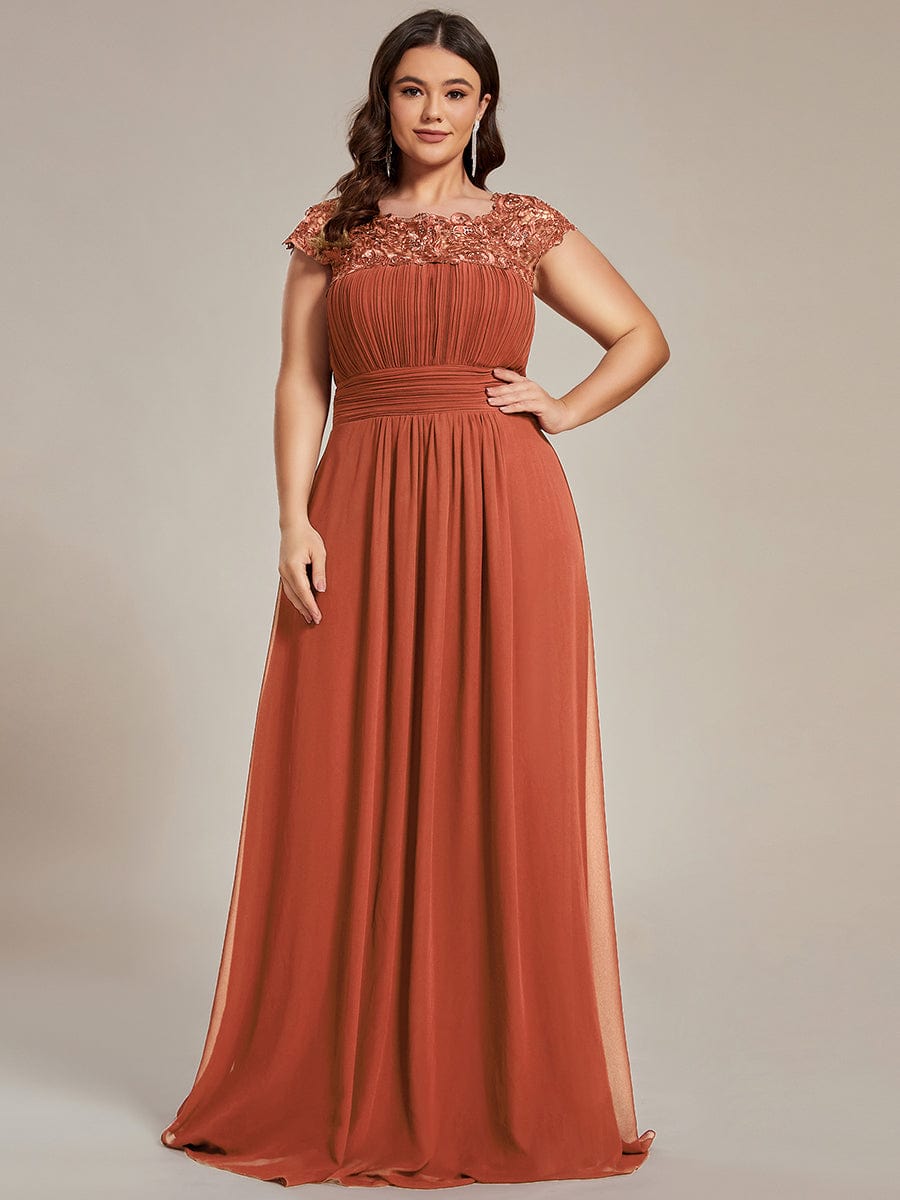 Flattering Cap Sleeve Chiffon Bridesmaid Dress #color_Burnt Orange