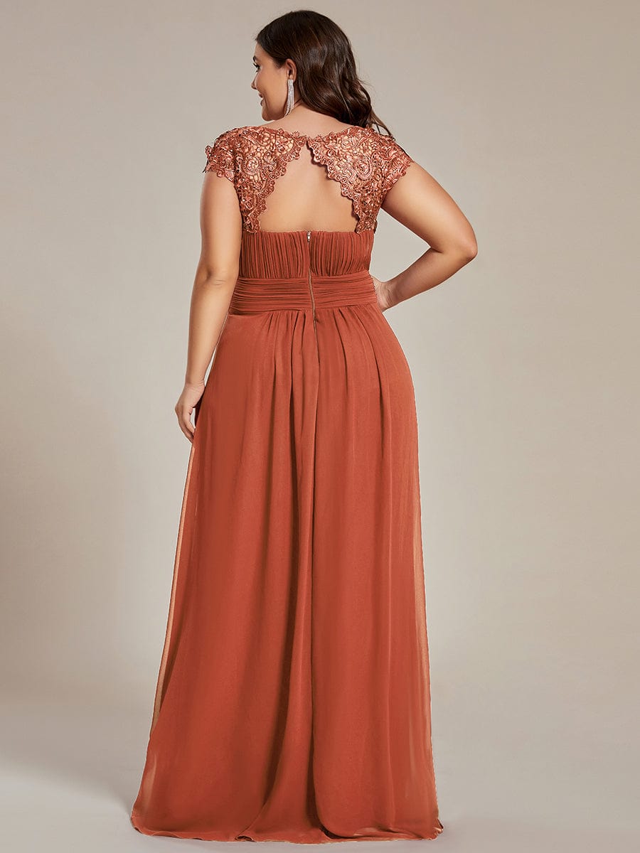 Flattering Cap Sleeve Chiffon Bridesmaid Dress #color_Burnt Orange