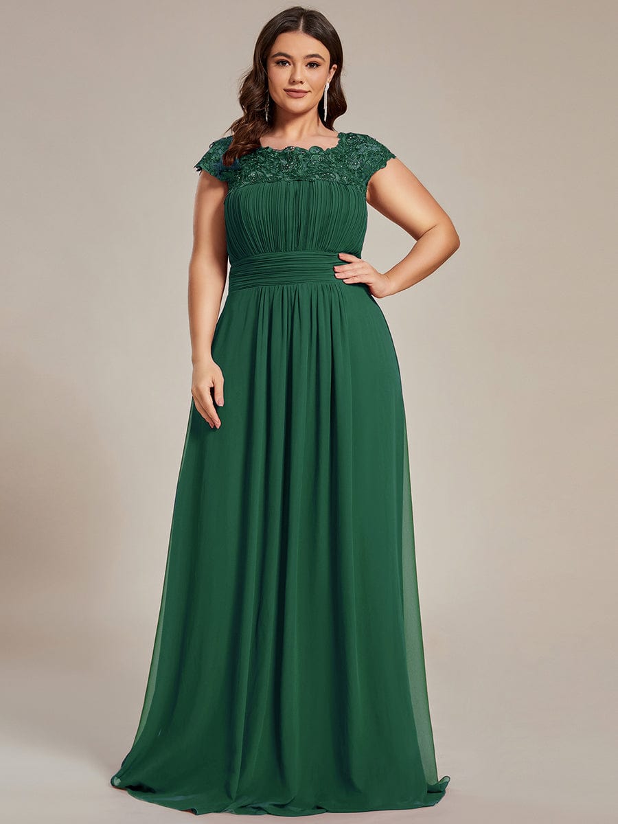 Flattering Cap Sleeve Chiffon Bridesmaid Dress #color_Dark Green