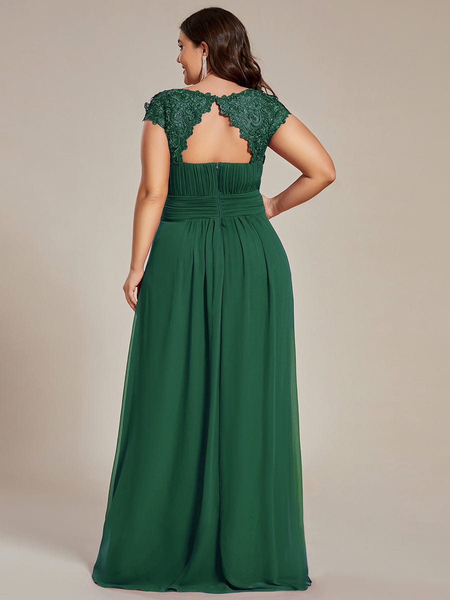 Flattering Cap Sleeve Chiffon Bridesmaid Dress #color_Dark Green