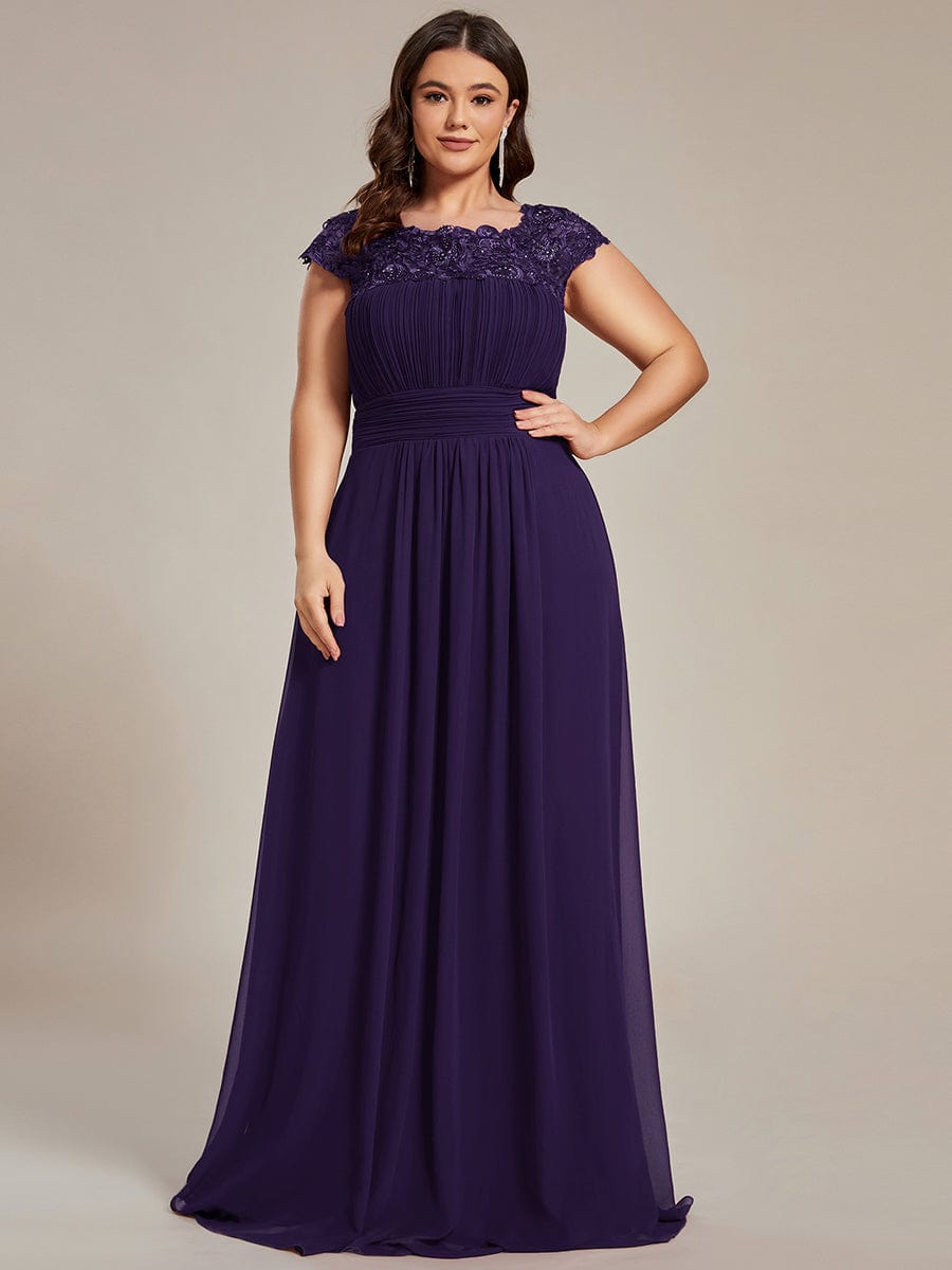 Flattering Cap Sleeve Chiffon Bridesmaid Dress #color_Dark Purple