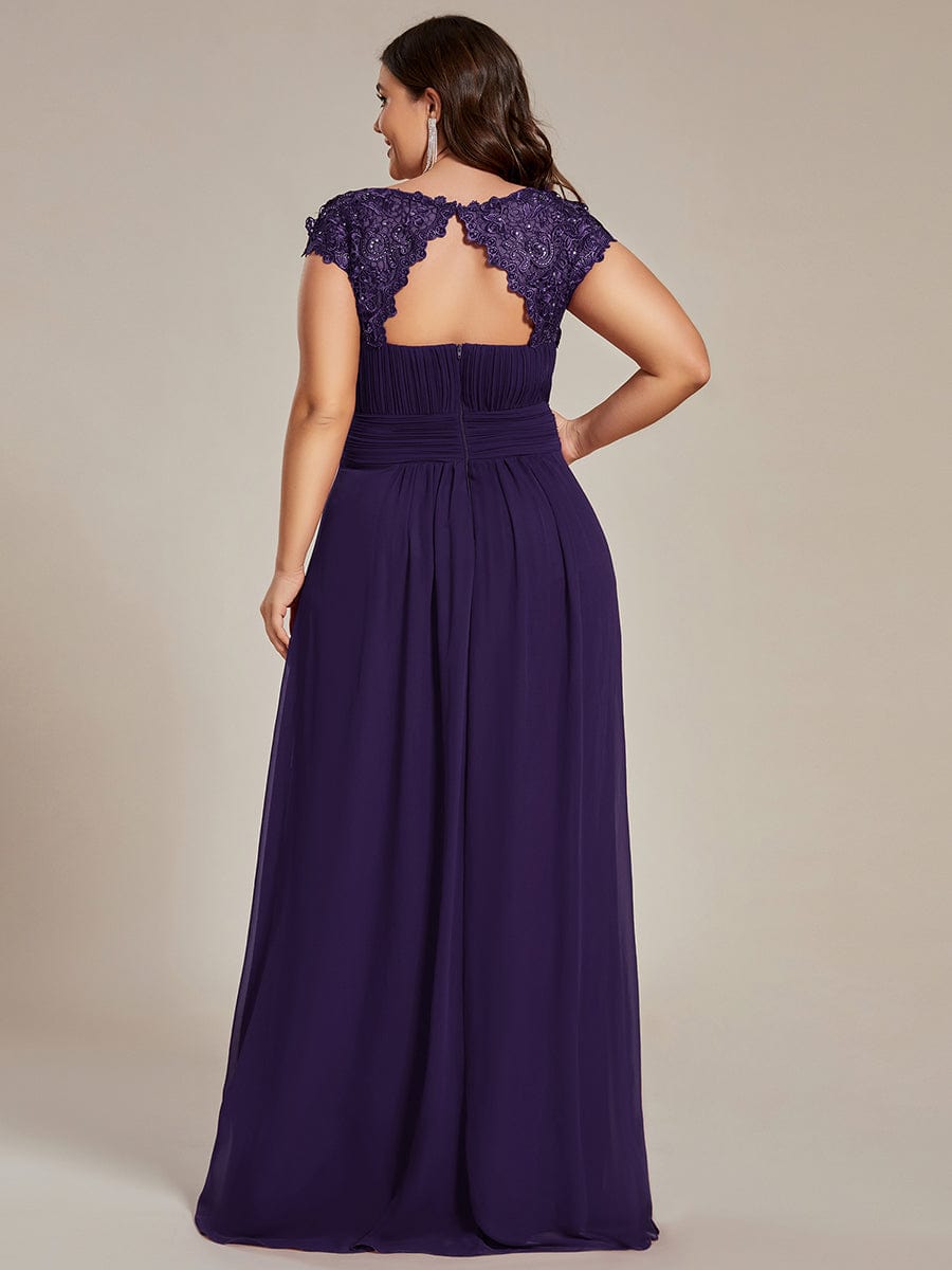 Flattering Cap Sleeve Chiffon Bridesmaid Dress #color_Dark Purple