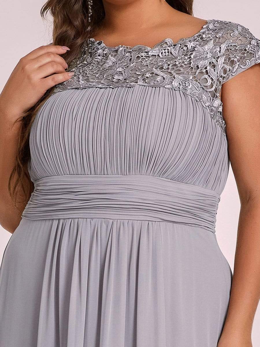 Custom Size Elegant Flattering Maxi Plus Size Evening Dress #color_Grey