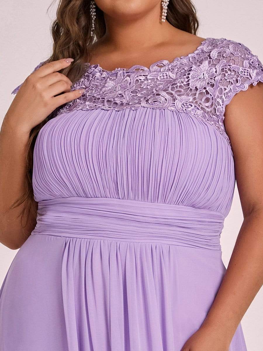 Custom Size Elegant Flattering Maxi Plus Size Evening Dress #color_Lavender