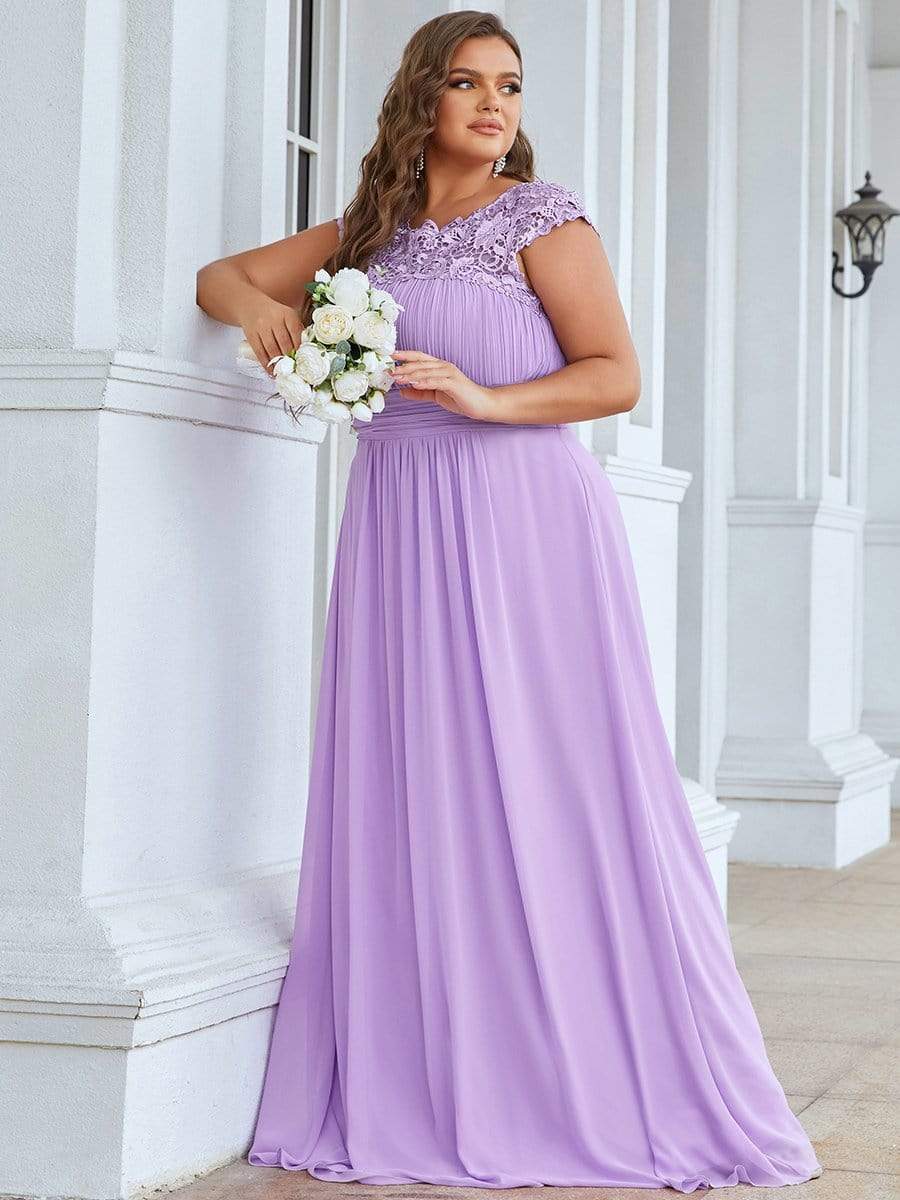 Custom Size Elegant Flattering Maxi Plus Size Evening Dress #color_Lavender