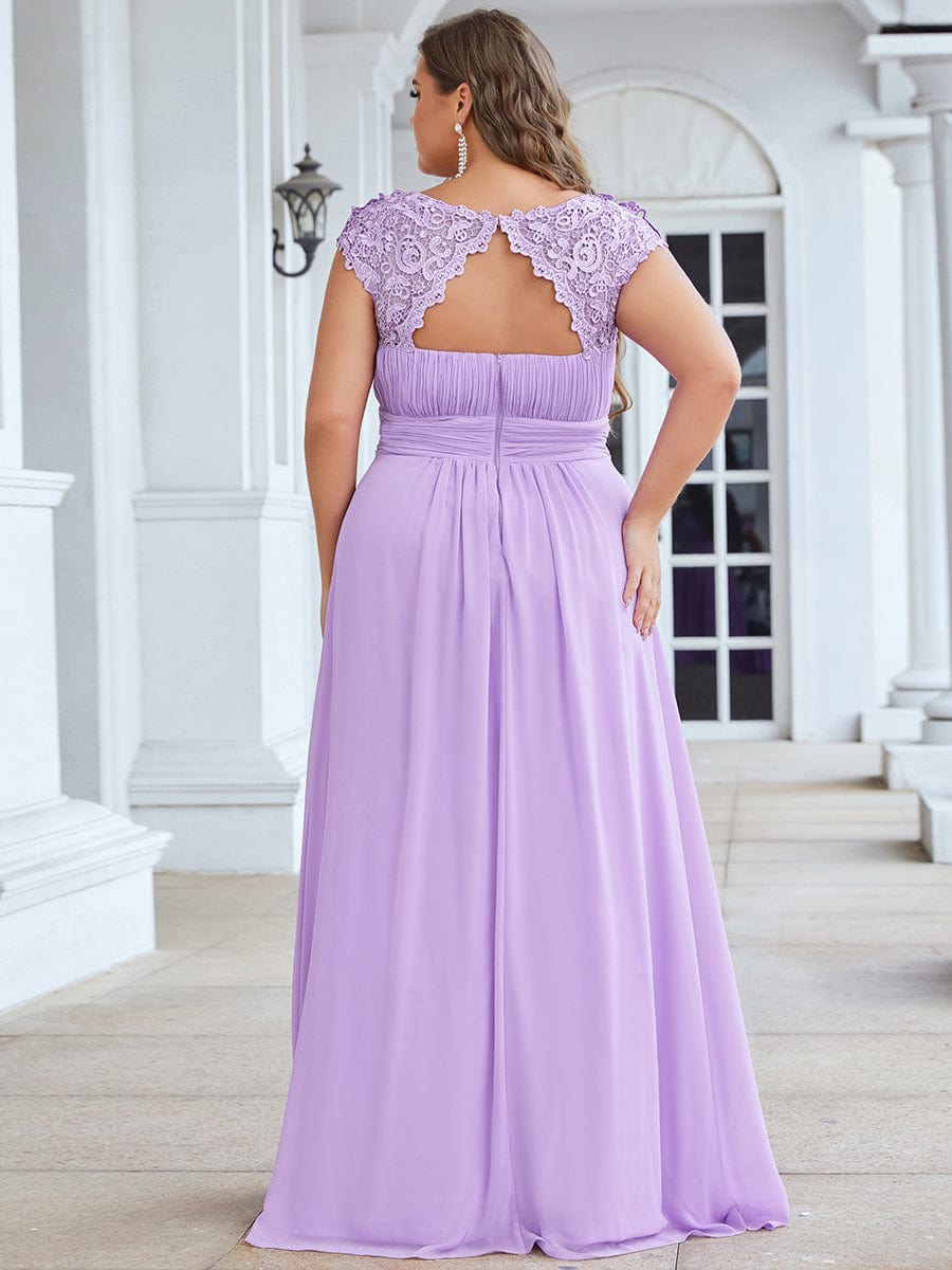 Flattering Cap Sleeve Chiffon Bridesmaid Dress #color_Lavender