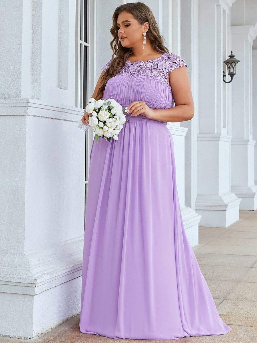 Custom Size Elegant Flattering Maxi Plus Size Evening Dress #color_Lavender