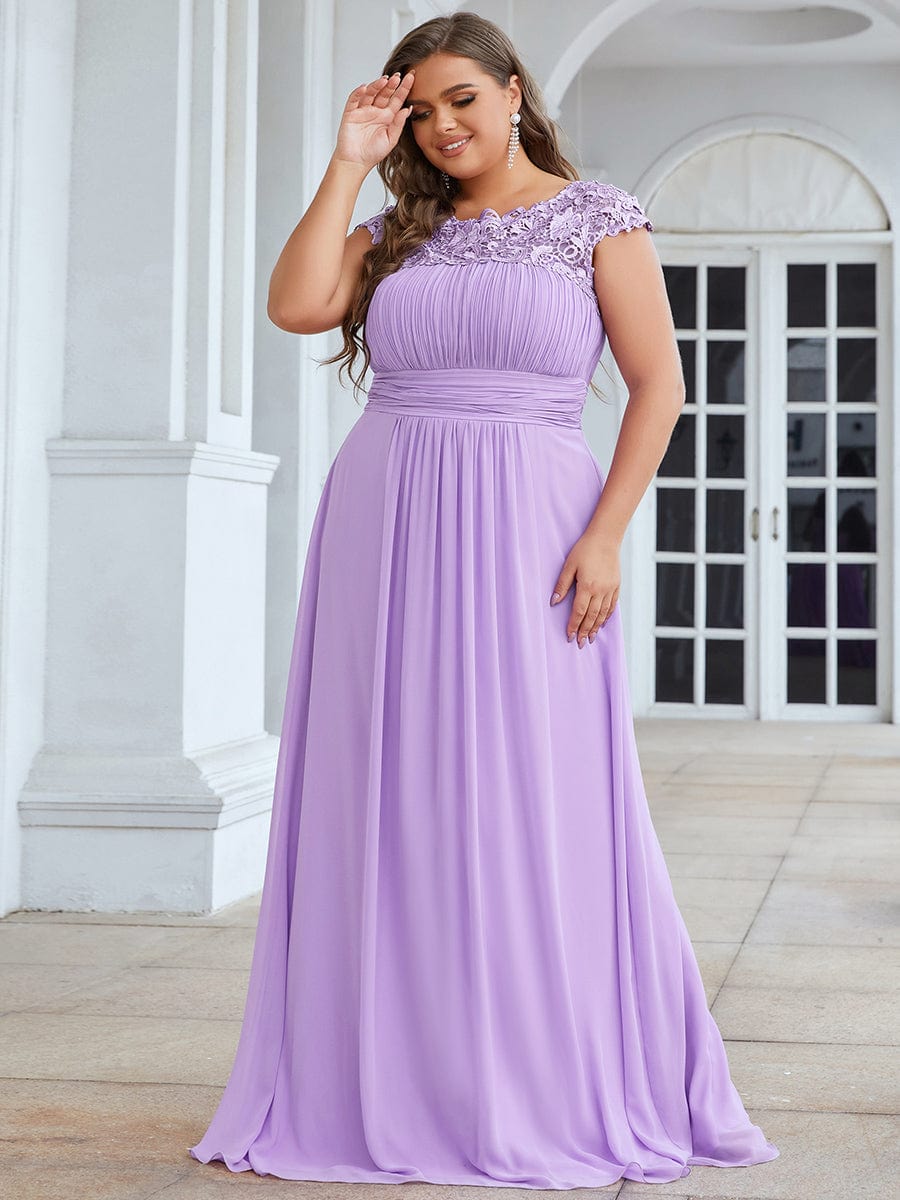 Flattering Cap Sleeve Chiffon Bridesmaid Dress #color_Lavender