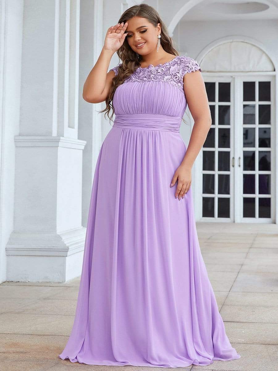 Custom Size Elegant Flattering Maxi Plus Size Evening Dress #color_Lavender