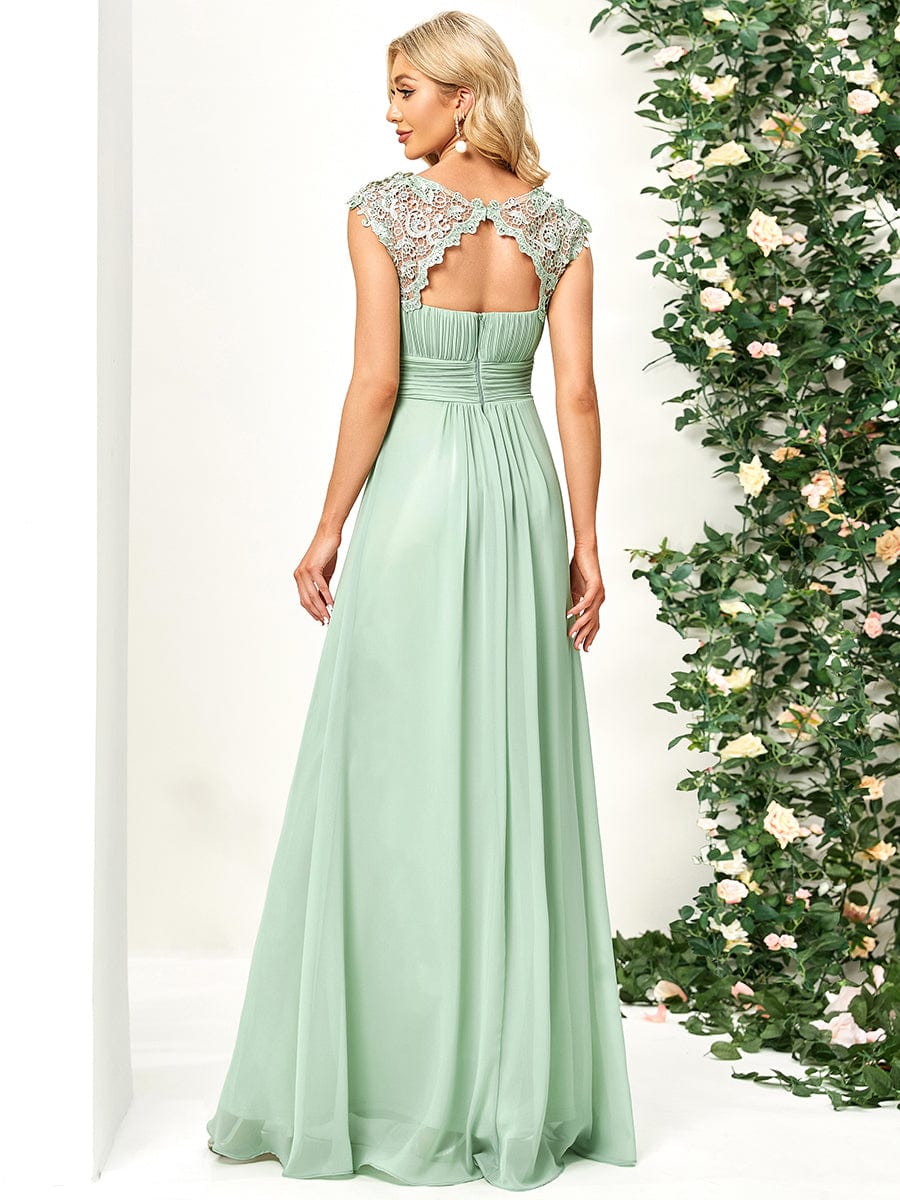 Flattering Cap Sleeve Chiffon Bridesmaid Dress #color_Mint Green