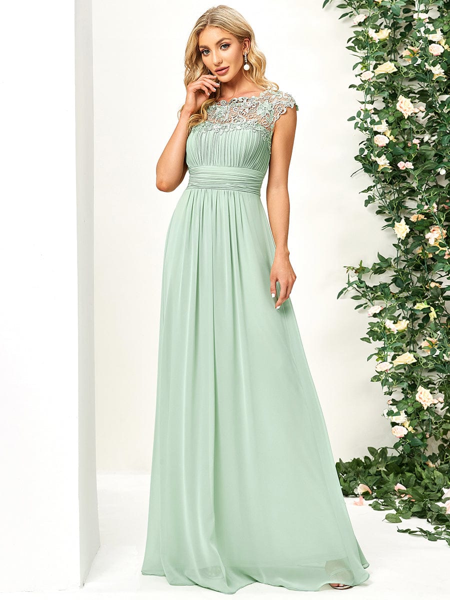 Flattering Cap Sleeve Chiffon Bridesmaid Dress #color_Mint Green